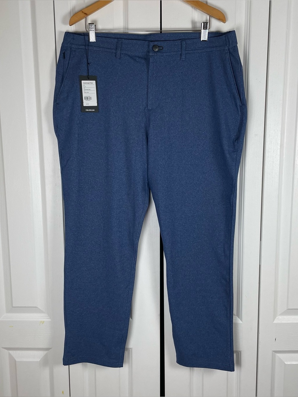 NWT Public Rec Gamechanger Pants Mens 38x30 Heather Indigo Performance Stretch